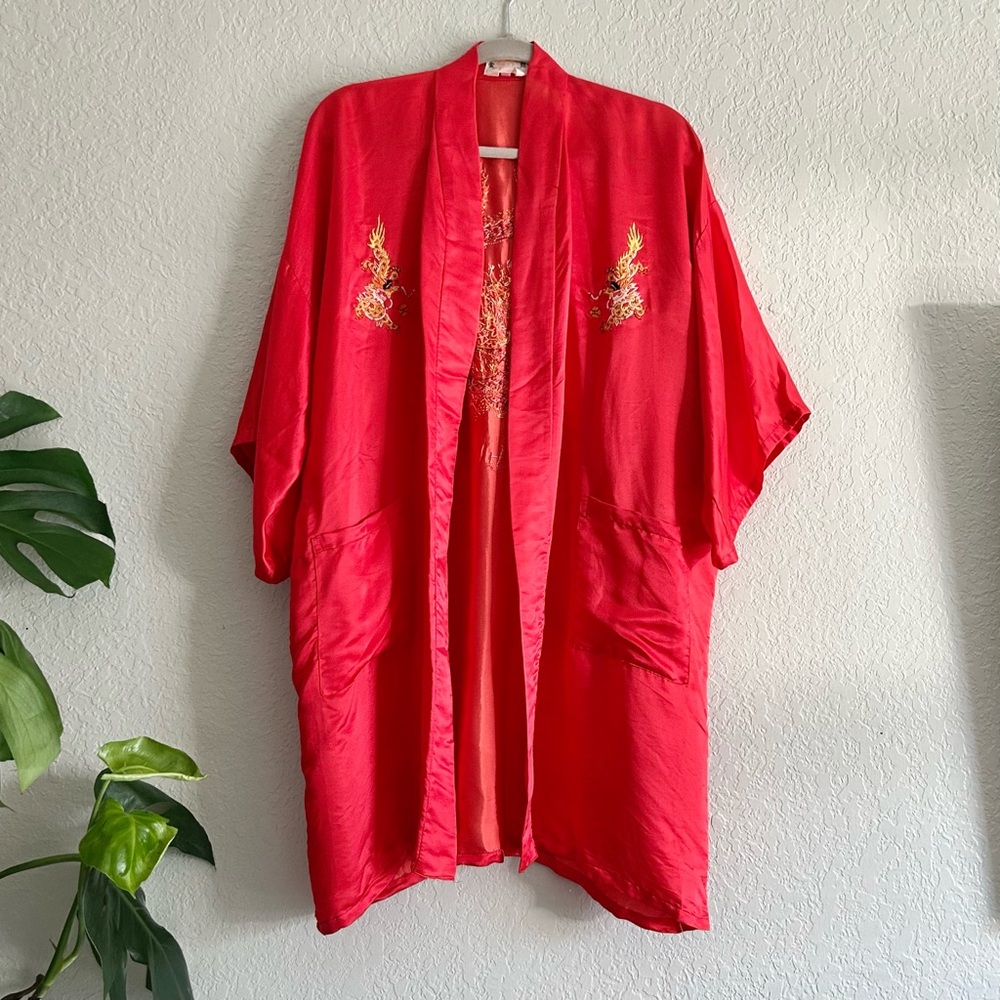 vintage Golden Dragon silk robe